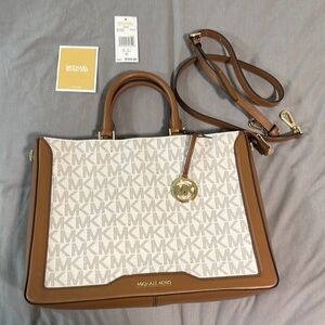 Michael Kors Brown and Cream Tote Bag